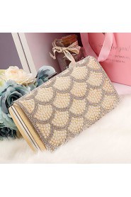 Women Silk / Metal Minaudiere Clutch / Evening Bag Gold / Silver