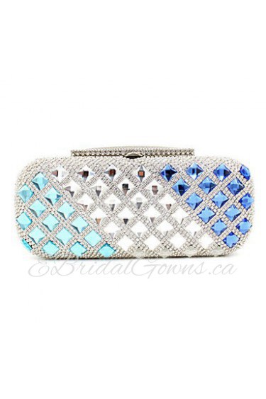 Women Metal Flap Clutch / Evening Bag Silver