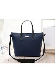 Women PU Shopper Tote Blue / Black