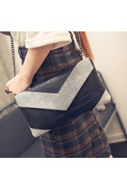 Women PU Flap Shoulder Bag / Satchel Silver / Gray