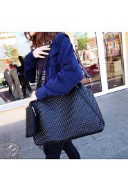 Women PU Shopper Shoulder Bag / Tote Black