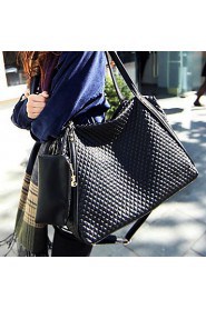 Women PU Shopper Shoulder Bag / Tote Black