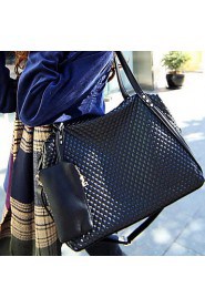 Women PU Shopper Shoulder Bag / Tote Black