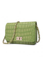 Women Formal / Office & Career Cowhide Shoulder Bag Green / Gray