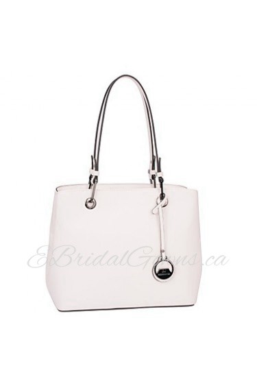 Women PU Shopper Shoulder Bag / Tote White / Black