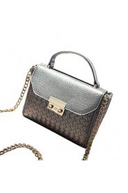 Women Casual PU Shoulder Bag Silver / Black