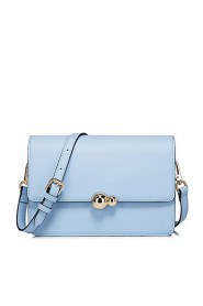 Women Real Genuine Leather Baguette Purse Shoulder Messenger Cross Body Bag Cover Lady Blue / Cream