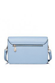 Women Real Genuine Leather Baguette Purse Shoulder Messenger Cross Body Bag Cover Lady Blue / Cream