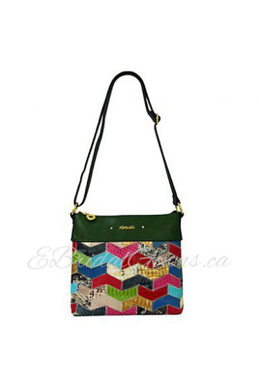 Women's Emerald Real Leather Luxury Snake Cowhide Splicing Shoulder Bag