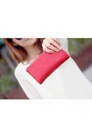 Women Crocodile Patent Leather Wrist Strap Zipper Casual Clutch Bag Coin Purse