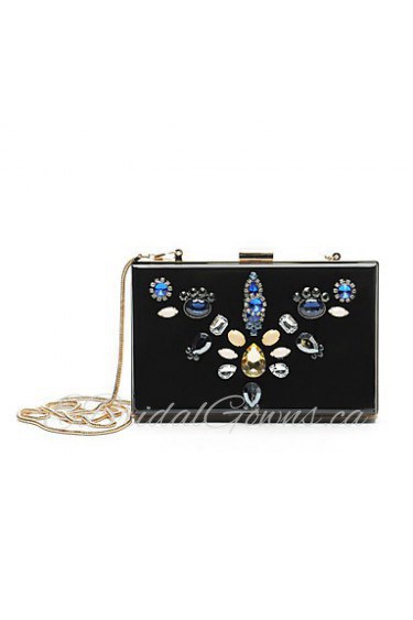 Women Metal Baguette Shoulder Bag / Clutch / Evening Bag / Coin Purse Black