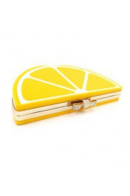 Women PVC Flap Clutch / Evening Bag Yellow / Red