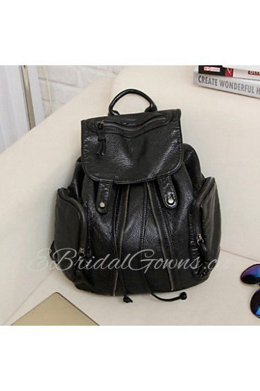 Women Casual PU Zipper Backpack