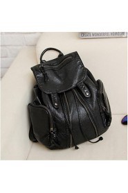 Women Casual PU Zipper Backpack