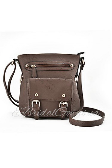 Unisex Casual / Outdoor Pigskin Shoulder Bag Brown / Gray / Black