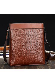 Men Cowhide Messenger Shoulder Bag Brown / Black