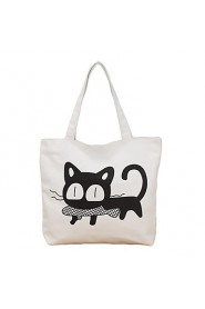 Women Handbag Cat Eat Fish Pattern Print Casual Cute Shoulder Bag