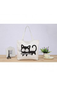 Women Handbag Cat Eat Fish Pattern Print Casual Cute Shoulder Bag