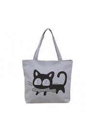 Women Handbag Cat Eat Fish Pattern Print Casual Cute Shoulder Bag