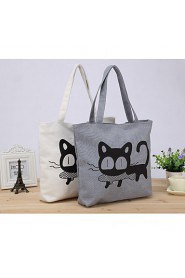 Women Handbag Cat Eat Fish Pattern Print Casual Cute Shoulder Bag