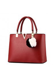 Women's Fashion Casual Solid PU Leather Messenger Shoulder Bag/Tote