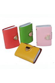 Women Cowhide Casual Card & ID Holder Pink / Blue / Yellow / Orange / Red / Purple / Green / Brown / Black