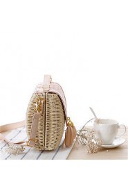 Women Casual Straw Tote Pink