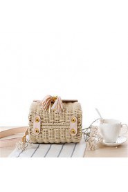 Women Casual Straw Tote Pink