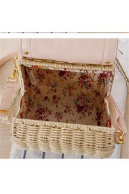 Women Casual Straw Tote Pink