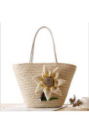 Women Casual Straw Tote Beige / Brown