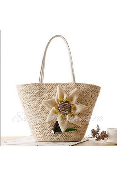 Women Casual Straw Tote Beige / Brown