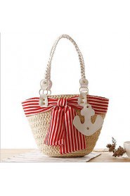 Women Casual Straw Tote Blue / Red / Black