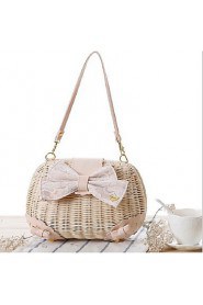 Women Casual Straw Tote White / Brown