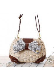 Women Casual Straw Tote White / Brown