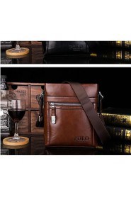 Men PU Shopper Shoulder Bag Brown / Black