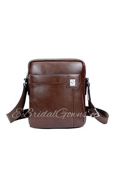 Men PU Baguette Shoulder Bag Brown