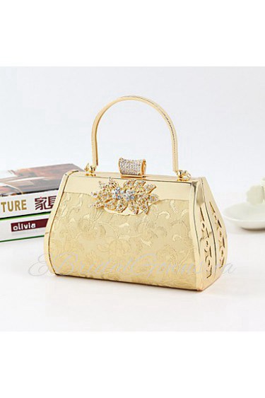 Women PU / Metal Minaudiere Tote / Clutch / Evening Bag / Wristlet Gold