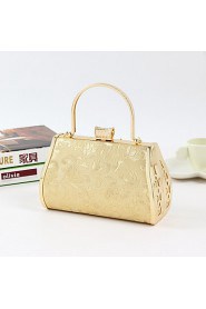 Women PU / Metal Minaudiere Tote / Clutch / Evening Bag / Wristlet Gold