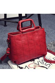 Women PU Baguette Shoulder Bag / Tote Red / Black