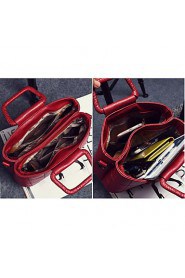 Women PU Baguette Shoulder Bag / Tote Red / Black