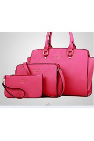 Women PU Shopper Tote Pink / Purple / Blue / Red / Black