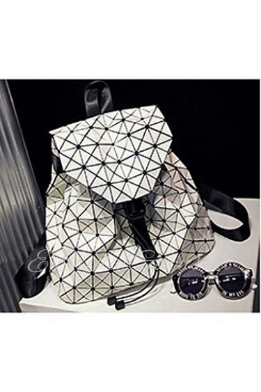 Women PU Bucket Backpack White / Gold / Silver