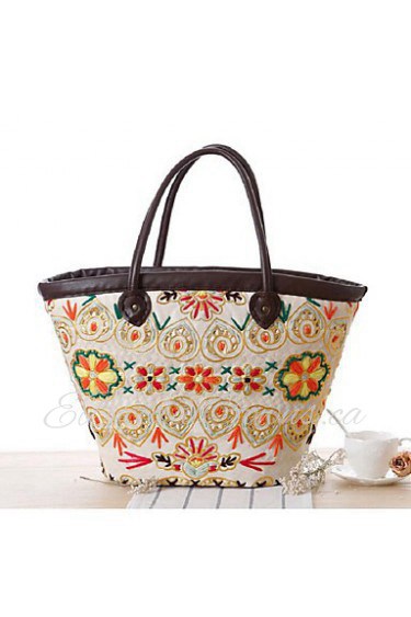 Women Casual Straw Tote White