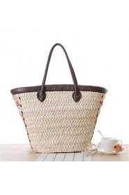 Women Casual Straw Tote White