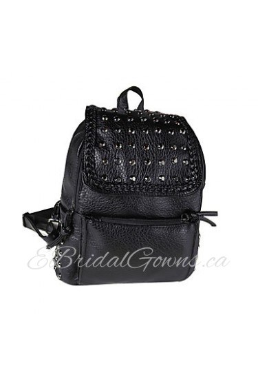 Casual PU Zipper Backpack