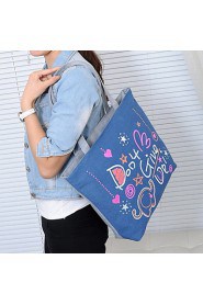 Fashion Women Canvas Print Shopper Shoulder Bag / Tote /Mummy Bag