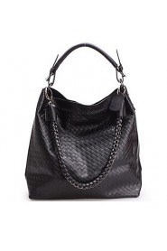 Women's Woven Pattern Genuine Leather Shoulder Bag Crossbody Bag Tote Shopping Bag