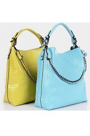 Women's Woven Pattern Genuine Leather Shoulder Bag Crossbody Bag Tote Shopping Bag