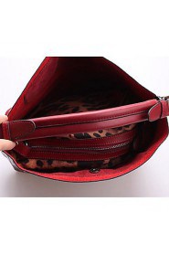 Women's Woven Pattern Genuine Leather Shoulder Bag Crossbody Bag Tote Shopping Bag