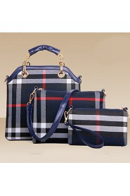 Women PU Barrel Shoulder Bag / Tote / Satchel / Clutch Blue / Red / Black